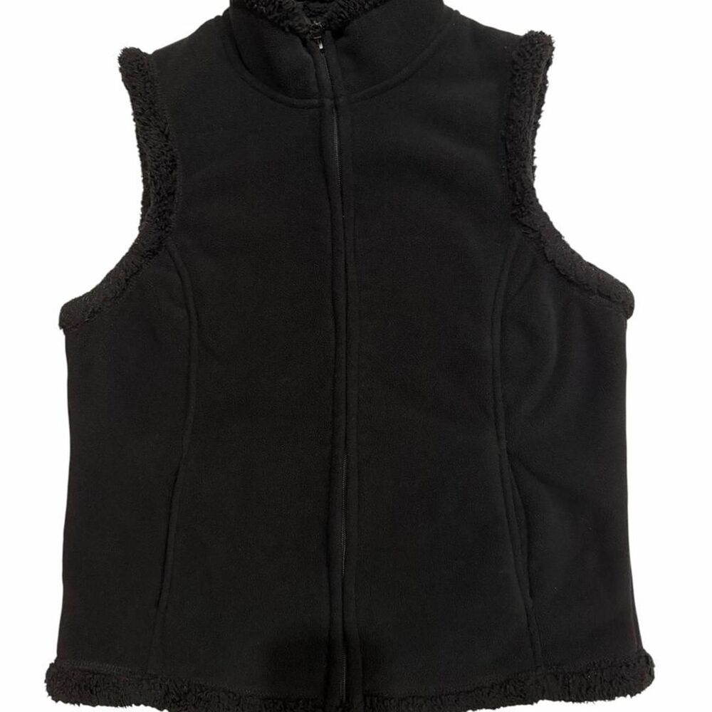 Laura Scott Black fur vest with fleece lining
